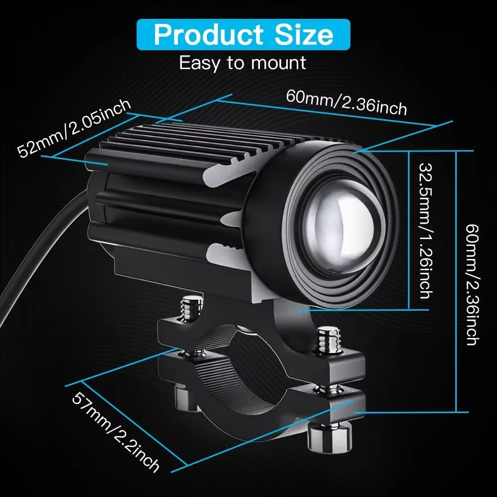 1/2 Pcs Motorcycle LED Light Motorcycle Accessories Fog Spotlights Auxiliary Headlights For Motorcycle Electric Projector Lenses