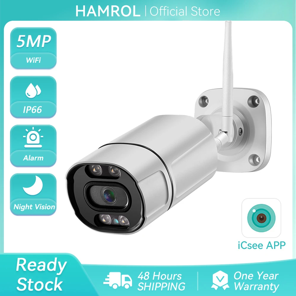 5MP Wifi Wirless Camera Two Way Audio AI Human Detection Waterproof Outdoor Dual Light H.265X Surveillance Camera ICSee App