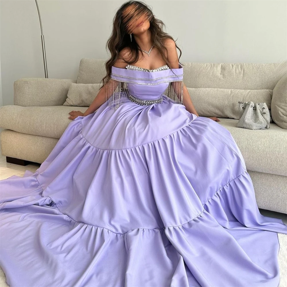 Customized Exquisite Off-the-shoulder Ball gown Quinceanera Draped Sequin S Occasion Evening Gown فساتين نسائيه سهره