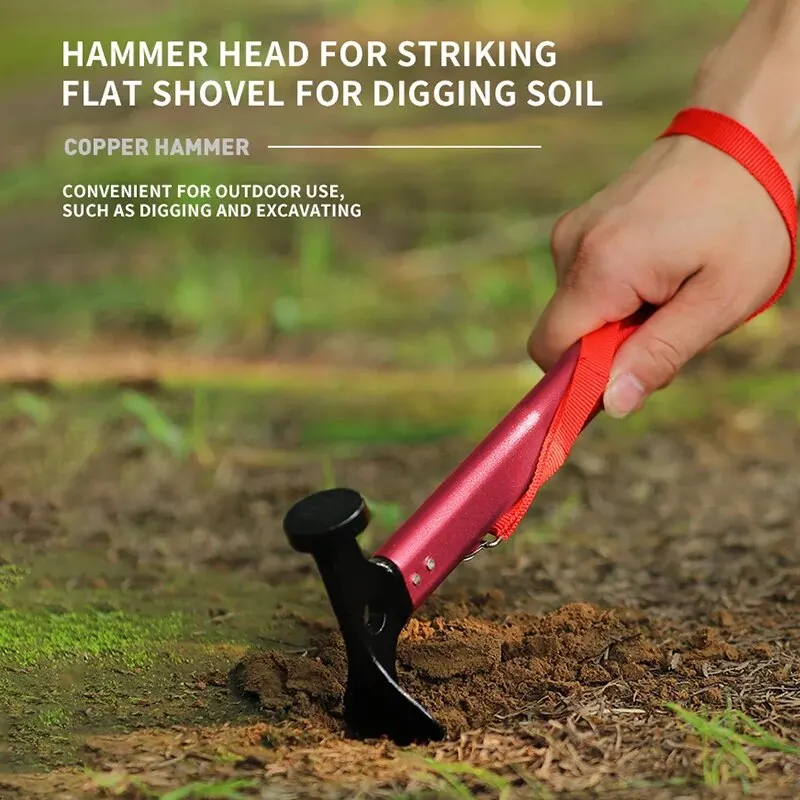 Camping Hammer Stainless Steel Copper Outdoor Tent Peg Stake Mallet with Stake Puller Grond Nail Mountaineering Hiking