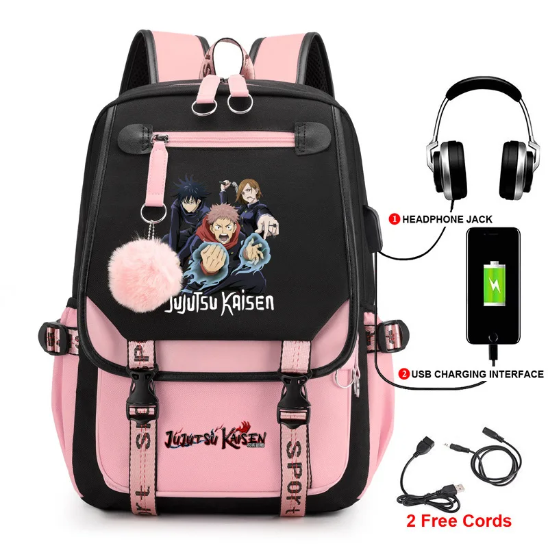 

Anime Peripheral Mantra Back to War Backpack Student Schoolbag Men and Women Fashion Backpack Travel BagUSBComputer Bag