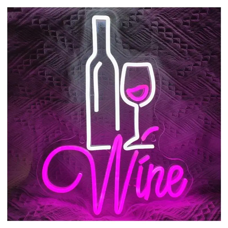 Red Wine Neon Sign USB Powered With Switch For Party Bar Club Man Cave Art Logo Decor Shop Sign 30X32cm