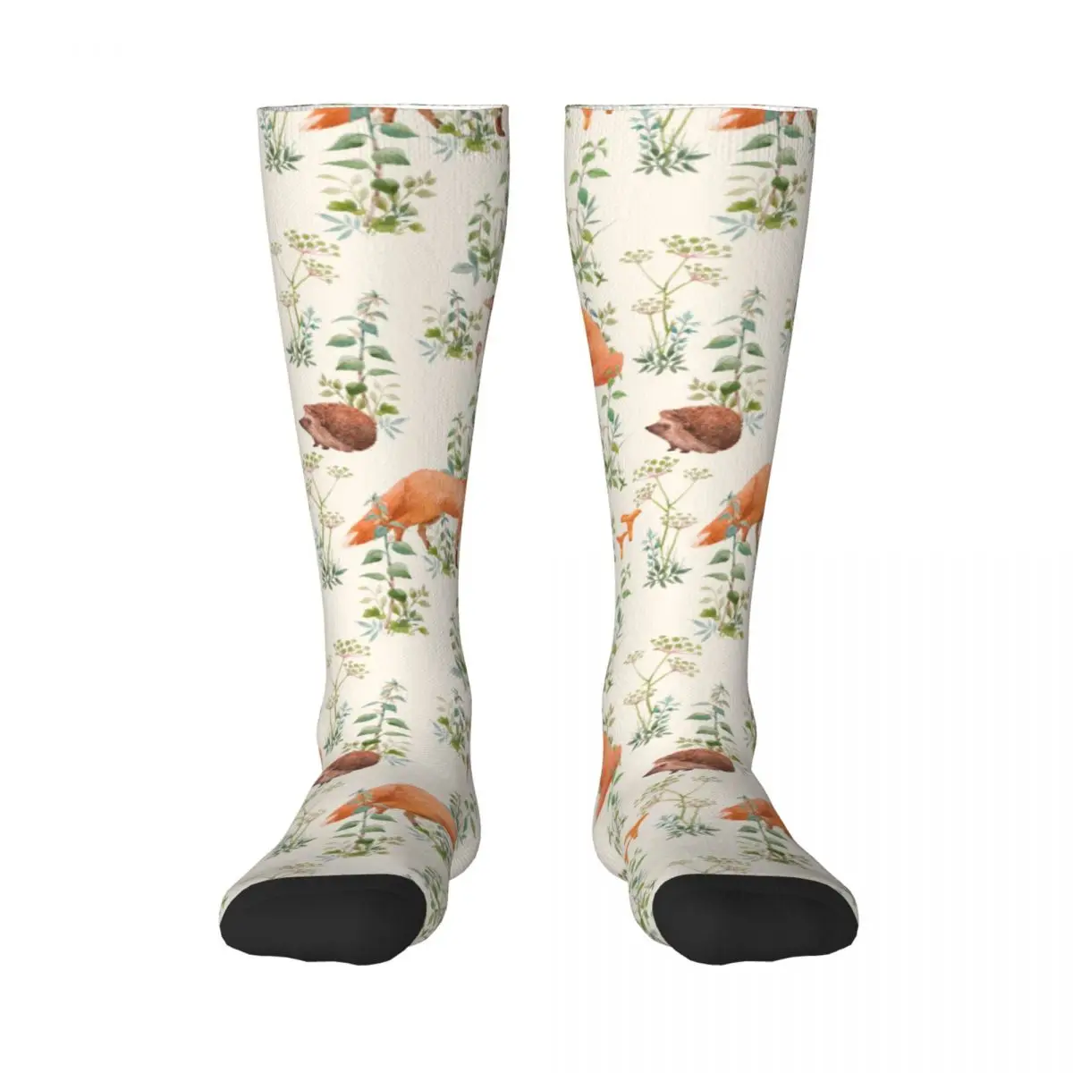 Casual Socks Forest Plants And Fox Illustration Long Harajuku Retro Business Socks