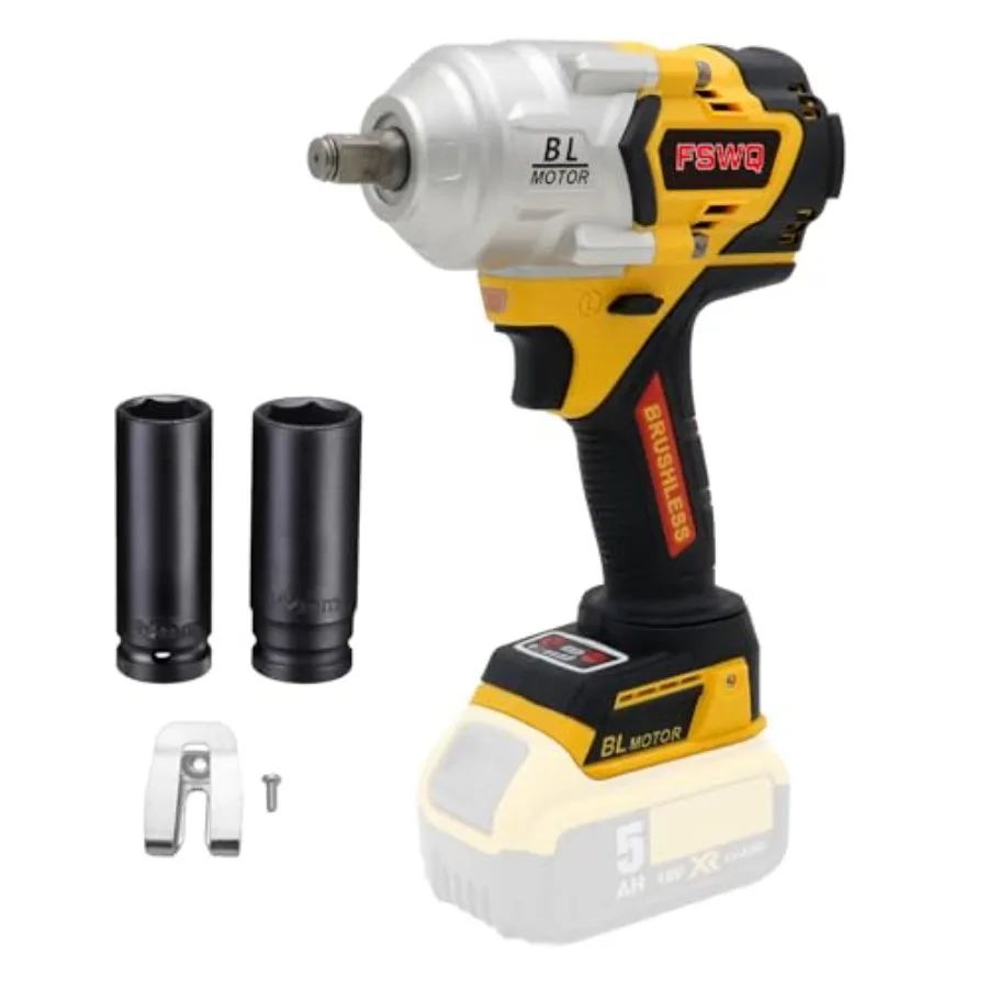 

Бесщеточный ударный гайковерт 20В, максимальный крутящий момент 737 фунт-футов (1000 Н·м), 1/2 дюйма, 4 режима скорости, 2400 об/мин, беспроводной, без АКБ и ЗУ