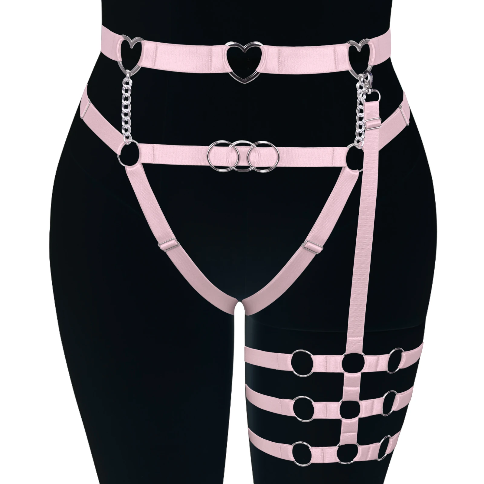 Vollbusige frauen Gürtel Goth Taille Kette Harness Mode Punk Kleidung Festival Rave Tragen Kostüm Einstellen Bondgae Strumpf Strumpfbänder