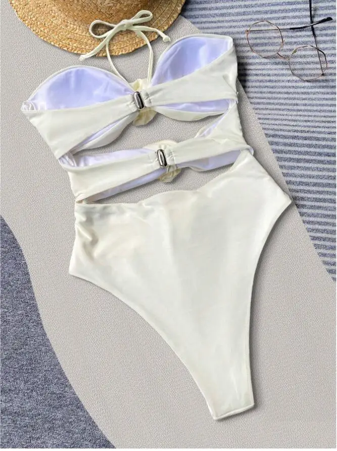 Sexy 3D Flower Swimwear Woman One Piece Swimsuits Female Cut Out Monokini Suit High Cut Women Bathing Beach Swim Wear 2024 New