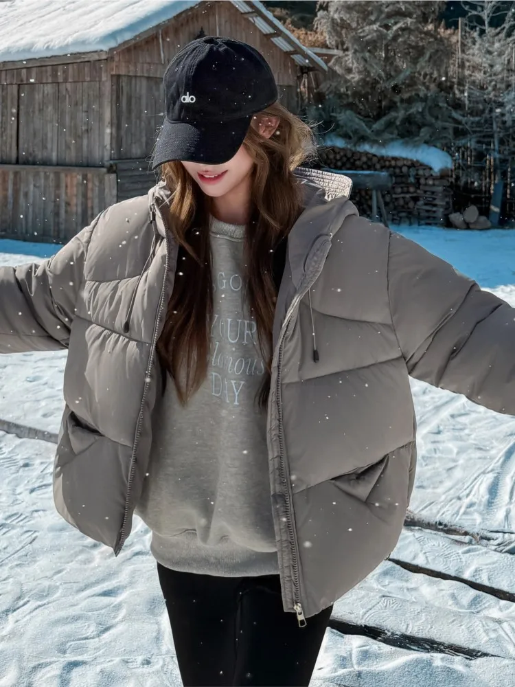 

Fashion Winter Hooded Down Short Coat For Women Warm Thicke Solid Parkas Outwear Korean Female Jackets Clothing New Breadwear
