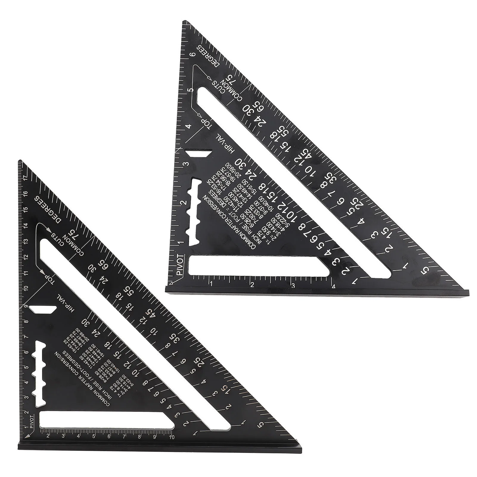 Triangle Angle Protractor, 7 Inch Metric Aluminum Alloy Black Oxidation Roofing Triangle Angle Protractor Layout Guide