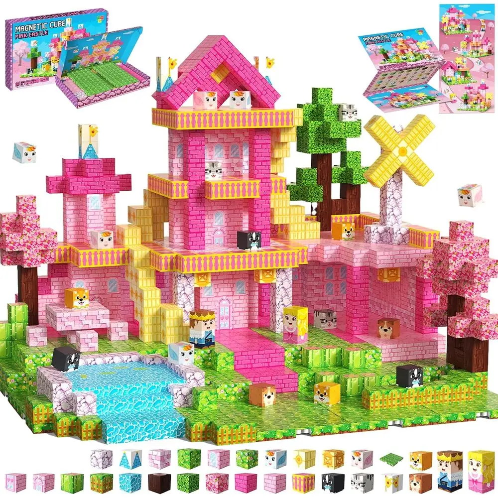 

Magnetic Building Cubes for Kids 3+, Princess-Themed STEM Toys with 4 Base Plates, Ideal for Christmas and Birthday Gifts