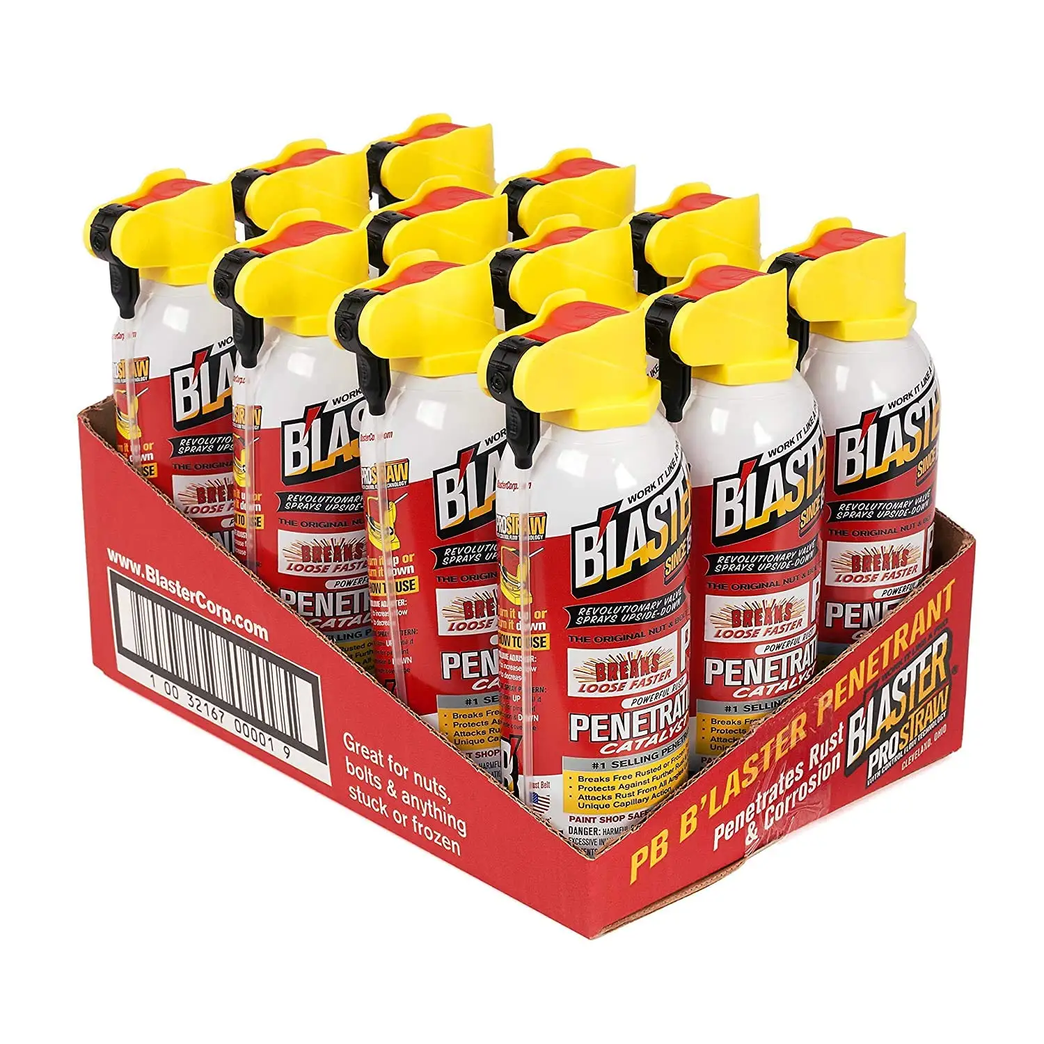 

B'laster - PB-DS Rust Free Penetrating Catalyst, Includes B InLaster ProStraw with Control Flow Technology, 11-oz, 12 Pack