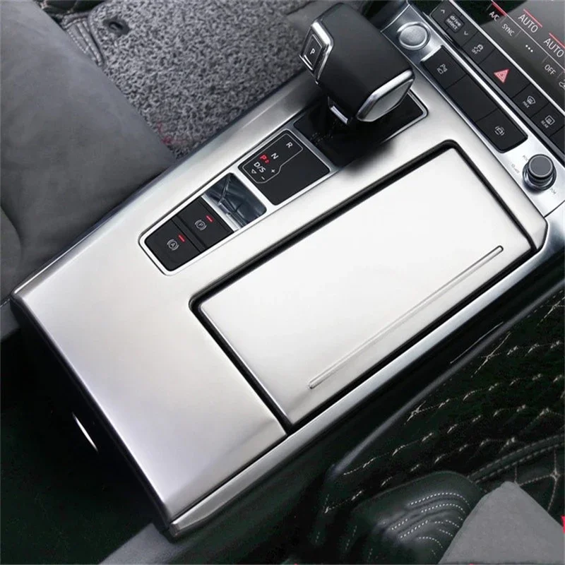 WELKINRY For Audi A6 C8 5th Generation 2019-2024 Car Stick Gear Shift Level Base Table Water Bottle Holder Container Box Trim
