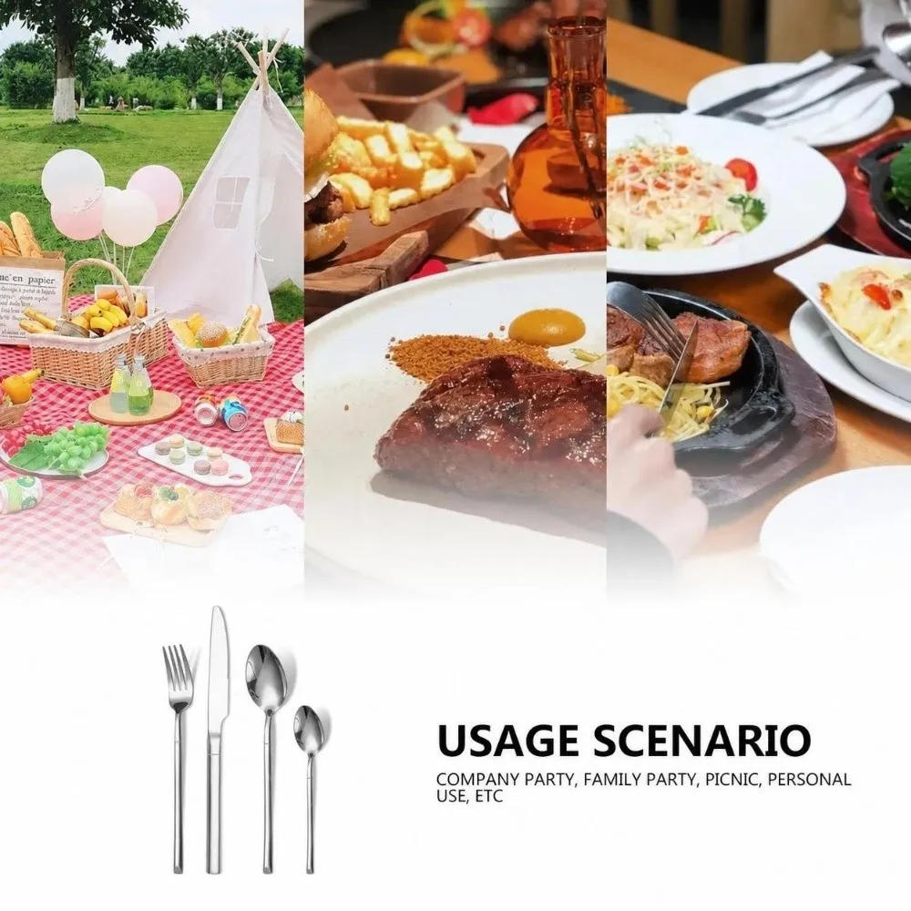 24 PCS Stainless Steel Flatware Set Silver Mirror Polished Silverware Cutlery Set Lightweight Construction Rust-Resistant