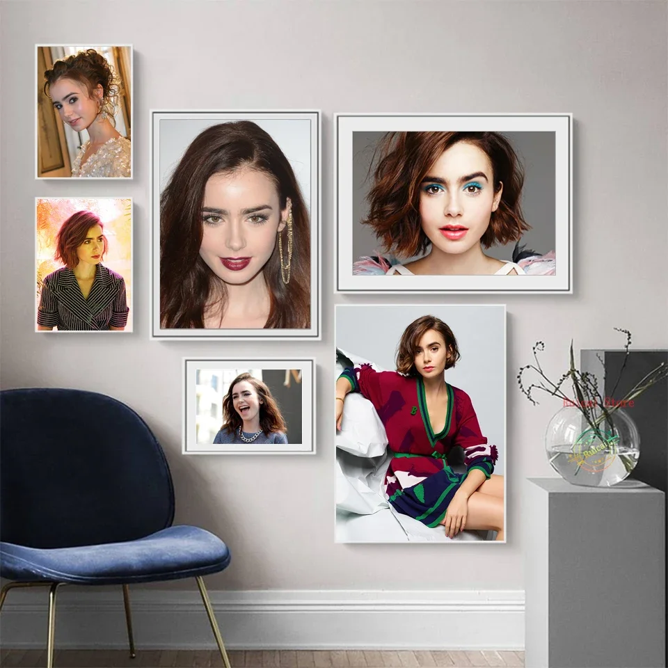 Lily Collins Poster Modern Wall Decor Movie Star Prints Canvas Art Wall Picture For Living Cafe Room Home Decor Gift