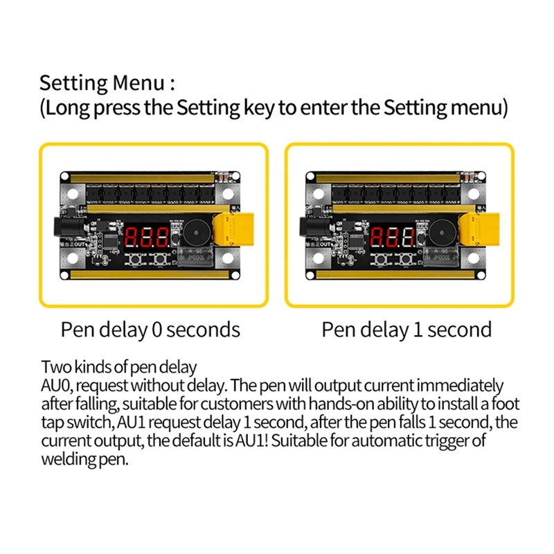 Ajustável Ponto Soldagem Pen Control Board, folha de níquel, poder digital, plástico, 99 engrenagens, 8V-24V, 18650 Bateria