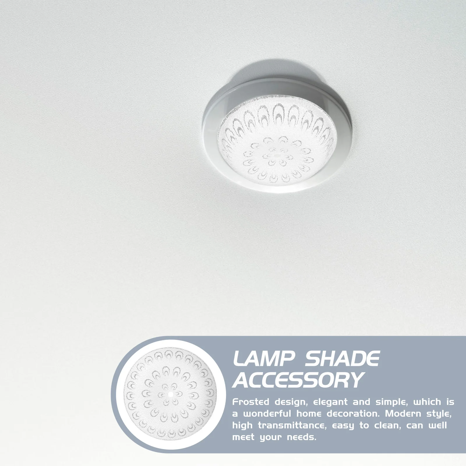 

Frosted Glass Lampshade Modern Design High Transmittance Easy to Clean for Bedroom Living Room Ceiling Light Shade Replacement