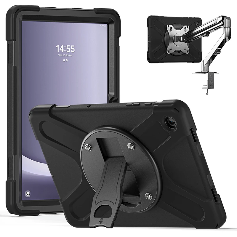 

Case For Samsung Galaxy Tab A9 Plus 11 inch 2023 X210 X215 X216 Tablet Case KickStand 360 Rotation Disk with 4 Screw Hole Cover
