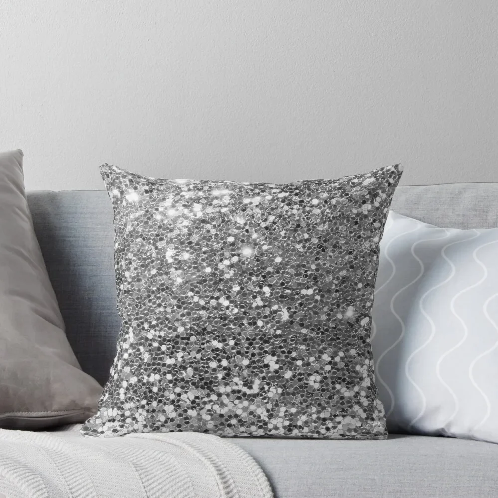 

Chic faux silver abstract sequins glitter modern pattern Throw Pillow Pillow Cover Decorative Sofa Cushion ornamental pillows