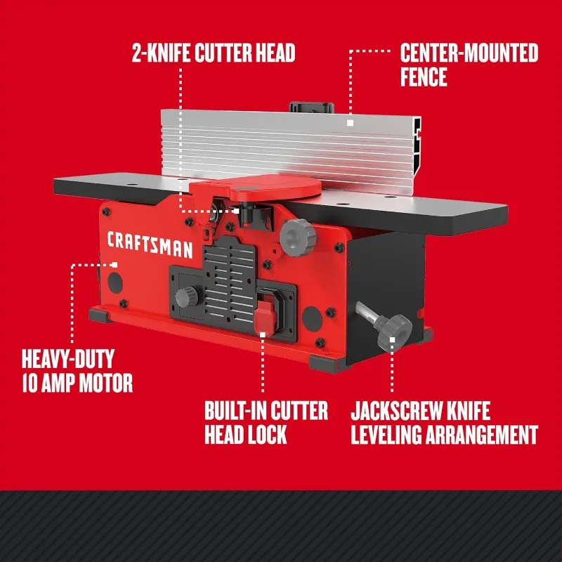 CRAFTSMAN Benchtop Jointer, Up to 22,000 cuts per Minute, 10 Amp, Corded (CMEW020)