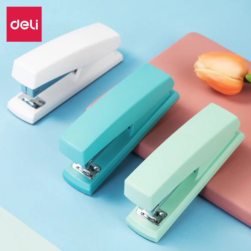 Deli Fashion Stapler 1PC, Smooth-Line Design, Tricolor Options, Stylish & Functional for School & Office Use