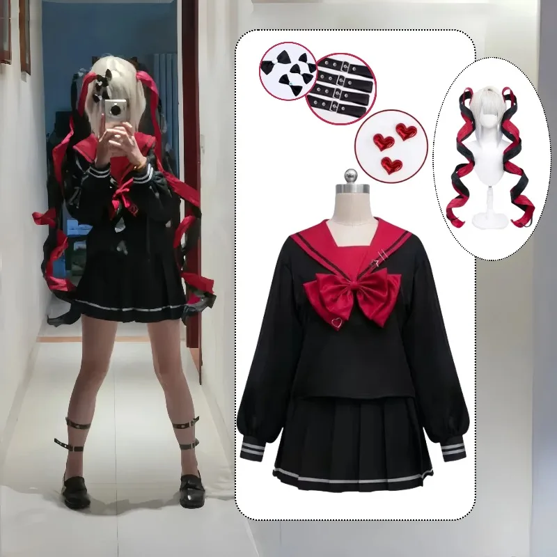 

Game KAngel Black JK Uniform Cosplay Costume School Sailor Skirt Suit Wig for Women Halloween Carnival Party Roleplay Outfits