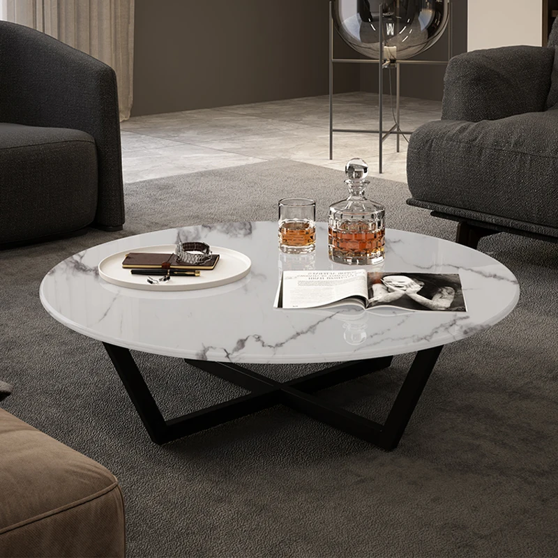 طاولة القهوة الرخامية الاسكندنافية الحديثة بسيطة الحجم شقة غرفة المعيشة طاولة القهوة مربع المستوردة لوح الصخور ضوء القهوة الفاخرة #4