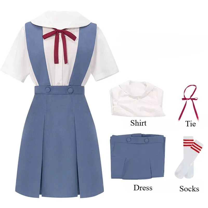 زي تنكري على طراز الأكاديمية، زي مدرسي، فستان أزرق، مجموعة كاملة من الزي للعب الأدوار للنساء والفتيات والحفلات