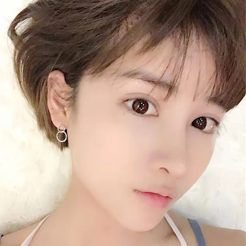REETI 925 sterling silver Double circle Stud Earrings for Women Elegant Wedding Jewelry pendientes mujer moda 2019 Brincos