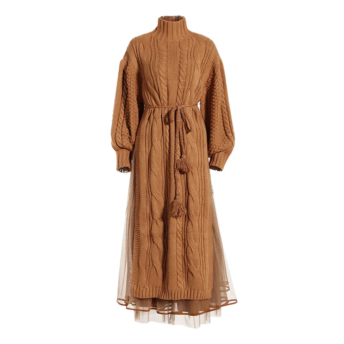 Robe mi-longue en tulle pour femme avec manches longues Blet, pull pour femme, vêtements de travail d'affaires, vêtements de rue chauds pour filles, printemps