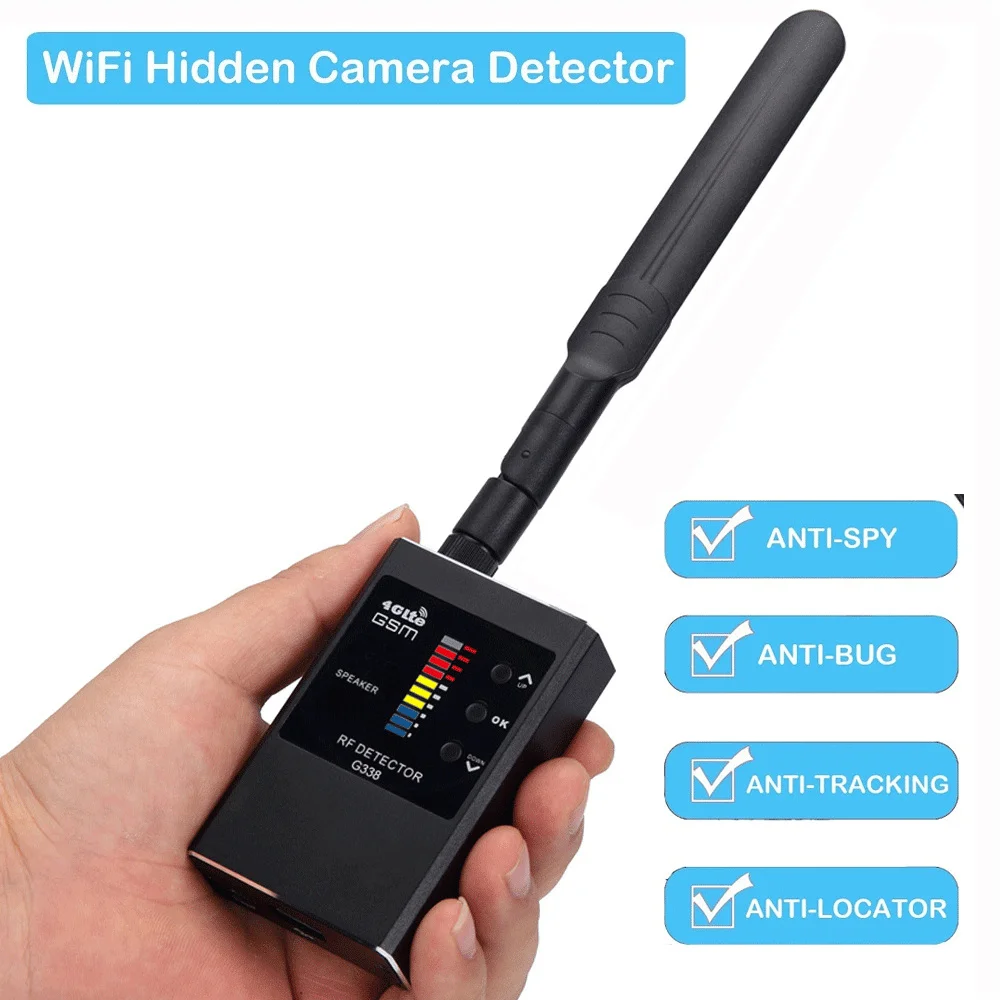 

G338 Anti Cameras Detector Bug Anti-Spy Wireless RF Signal Automatic Detects GPS Locator Tracker Finder GSM Wireless Cam Scanner