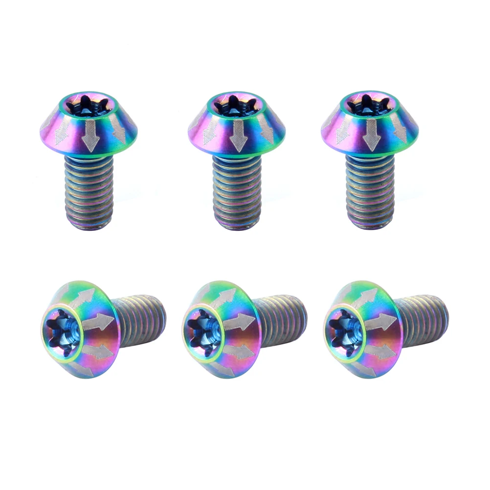 

6pcs M5 Titanium Alloy Brake Pad Screw Disc Brake Bolt Rust Proof Bike Screw For Mountain Bicycle 6-Bolt Rotors Durable