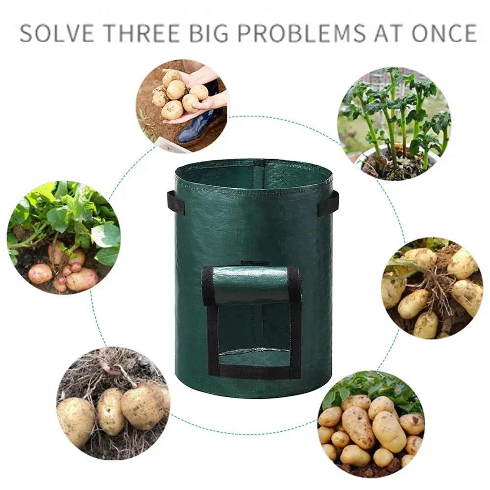 Garden Potato Grow Bag PE Fabrics Gardening Thicken Pot Vegetables Onion Carrot Taro Peanut Growing Tub Outdoor Garden Pots