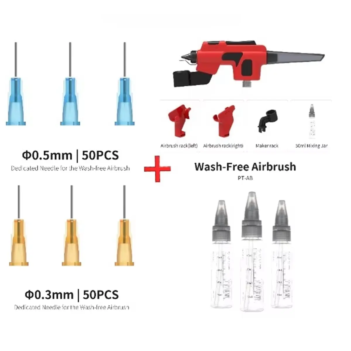 KSOL PT-AB Yıkama Gerektirmeyen Airbrush, Model Boyama Aracı için Marker Rafı ile Hızlı Boya Değiştirme Hobi DIY El Sanatları Araçları