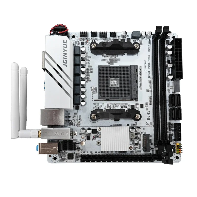 JGINYUE B450 ITX Motherboard Set AMD Ryzen 5 5500 AM4 2*16GB DDR4 3200Mhz RAM EXPO CPU Desktop PC WiFi Version B450i PLUS ARGB view 2