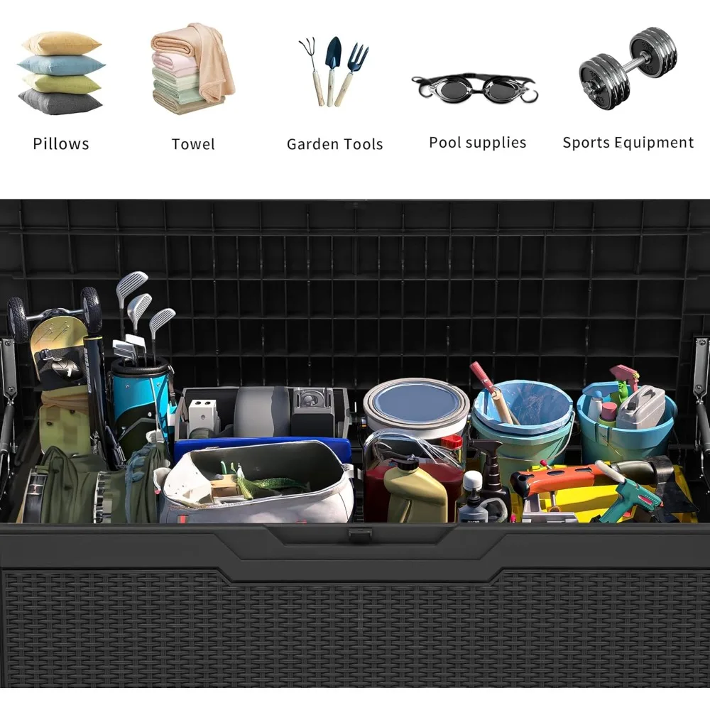 صندوق سطح الروطان الخارجي المقاوم للعوامل الجوية، سعة 80 جالونًا، تخزين قابل للقفل للمستلزمات والأساسيات الخارجية #5