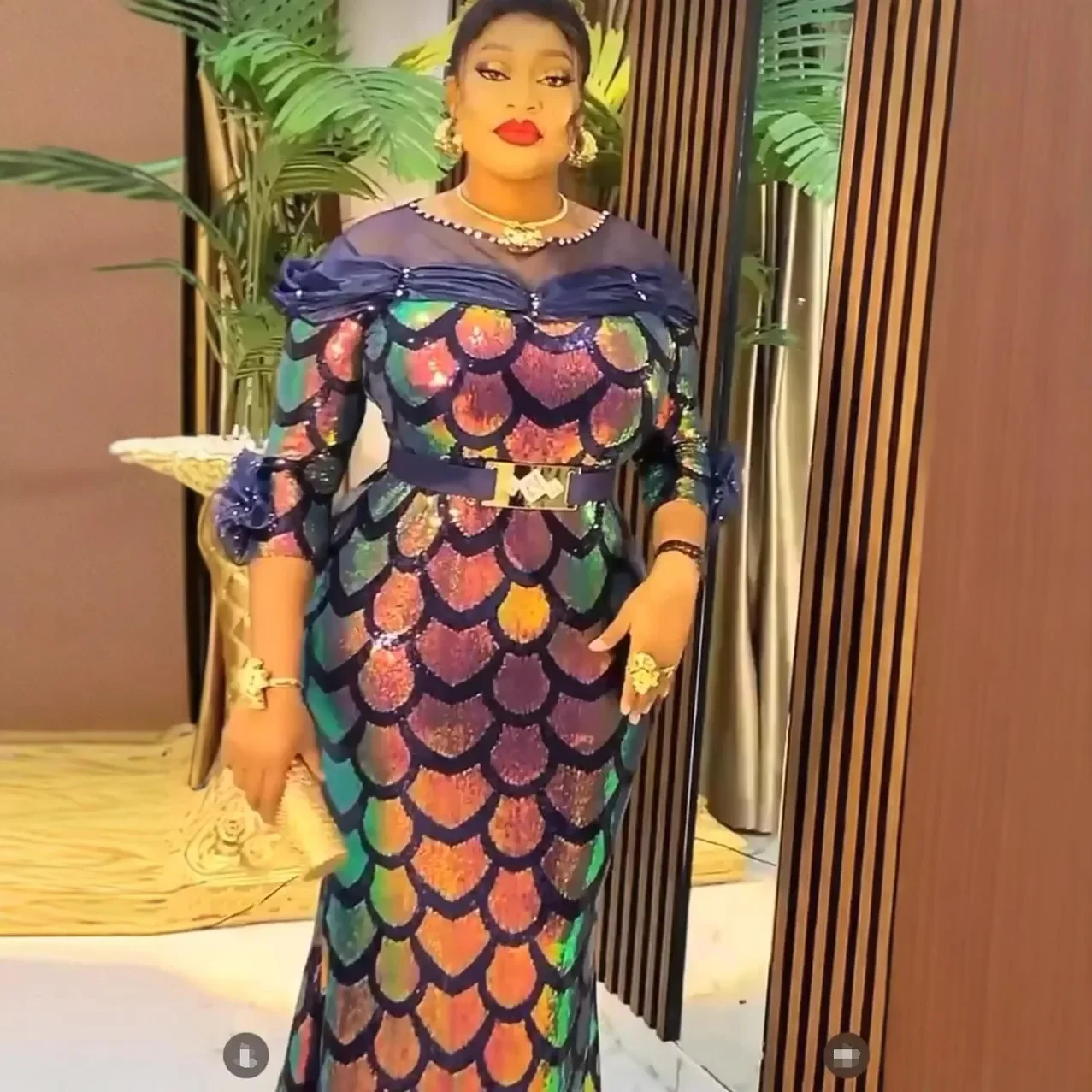 African Dresses for Women 2024 Fashion Sequin Evening Party Long Dress Dashiki Ankara Outfits Robe Plus Size African Clothes