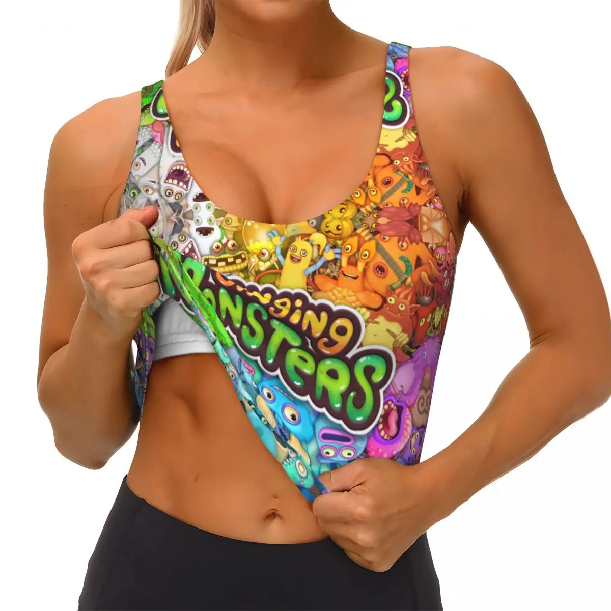 Custom High Impact My Singing Monsters Sports Bra Women Gym Workout Yoga Crop Top image 4