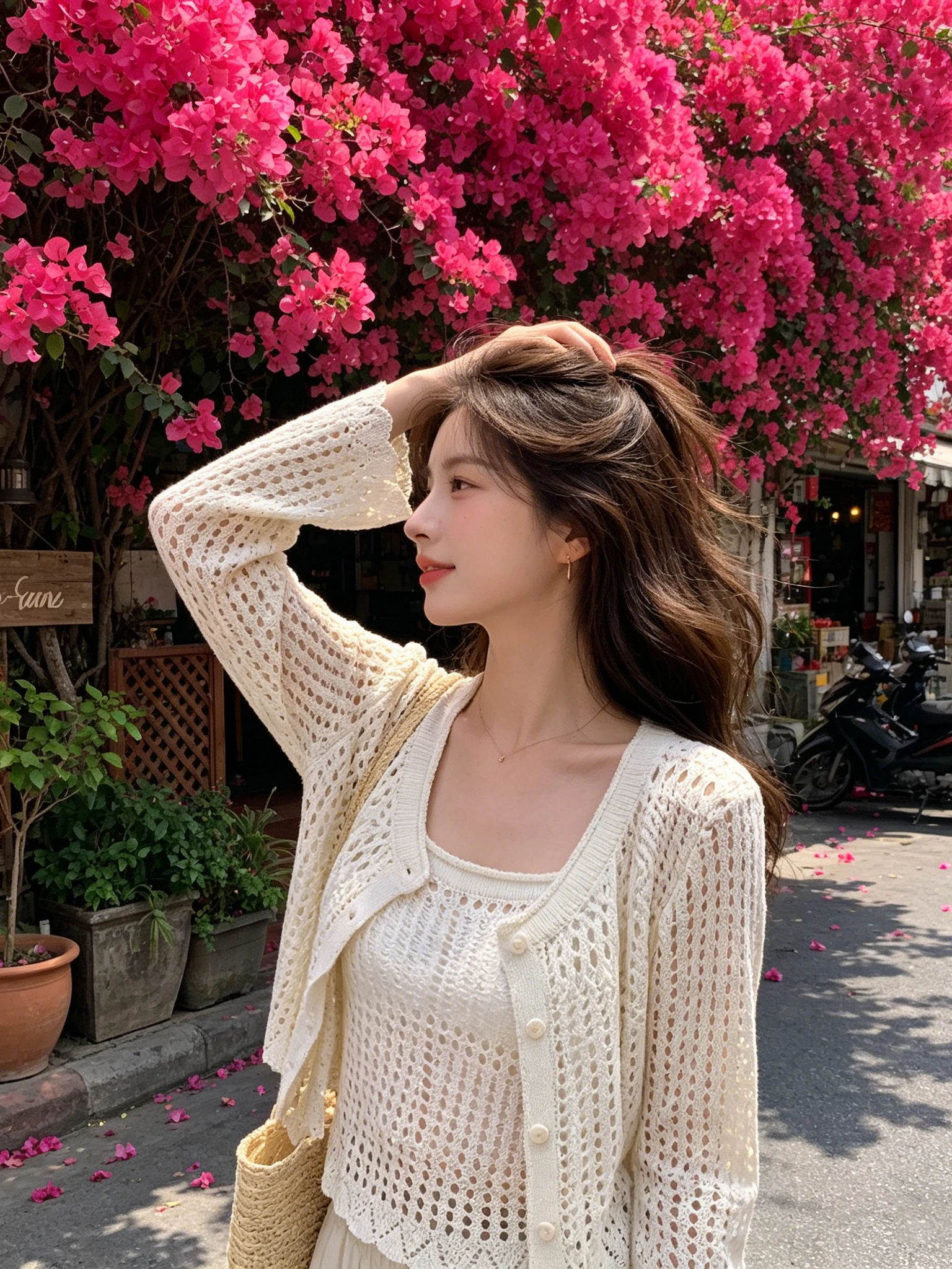 

Sweet Style Women's Knitted Open Cardigan Summer Outerwear Thai Style Travel Shawl Sun Protection Cover up Top Hollow out Hoo...