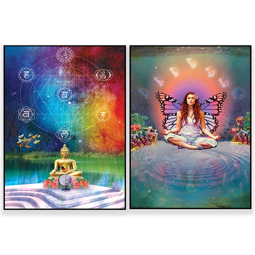 Metatron's Cube,Crystal Zen Garden,Peaceful Meditation,Bridge to Another World Wall Art | Digital Collage Art Print | Home Decor