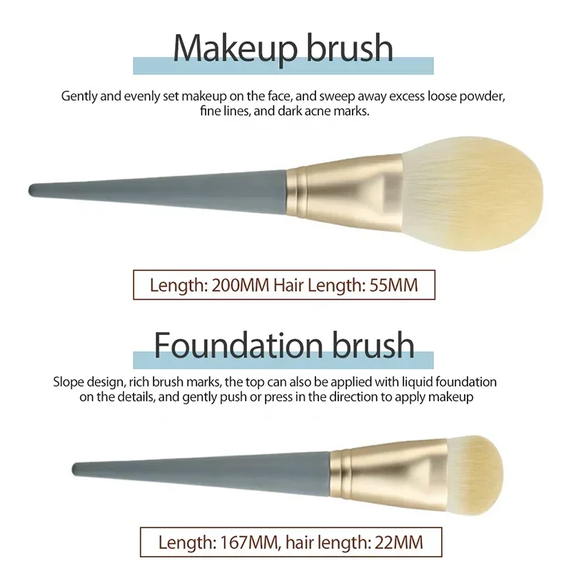Bluebridge 10Pcs Set Makeup Brush Set Soft Wool Foundation Eyeshadow Shaping Powder Brush Portable for Makeup Application