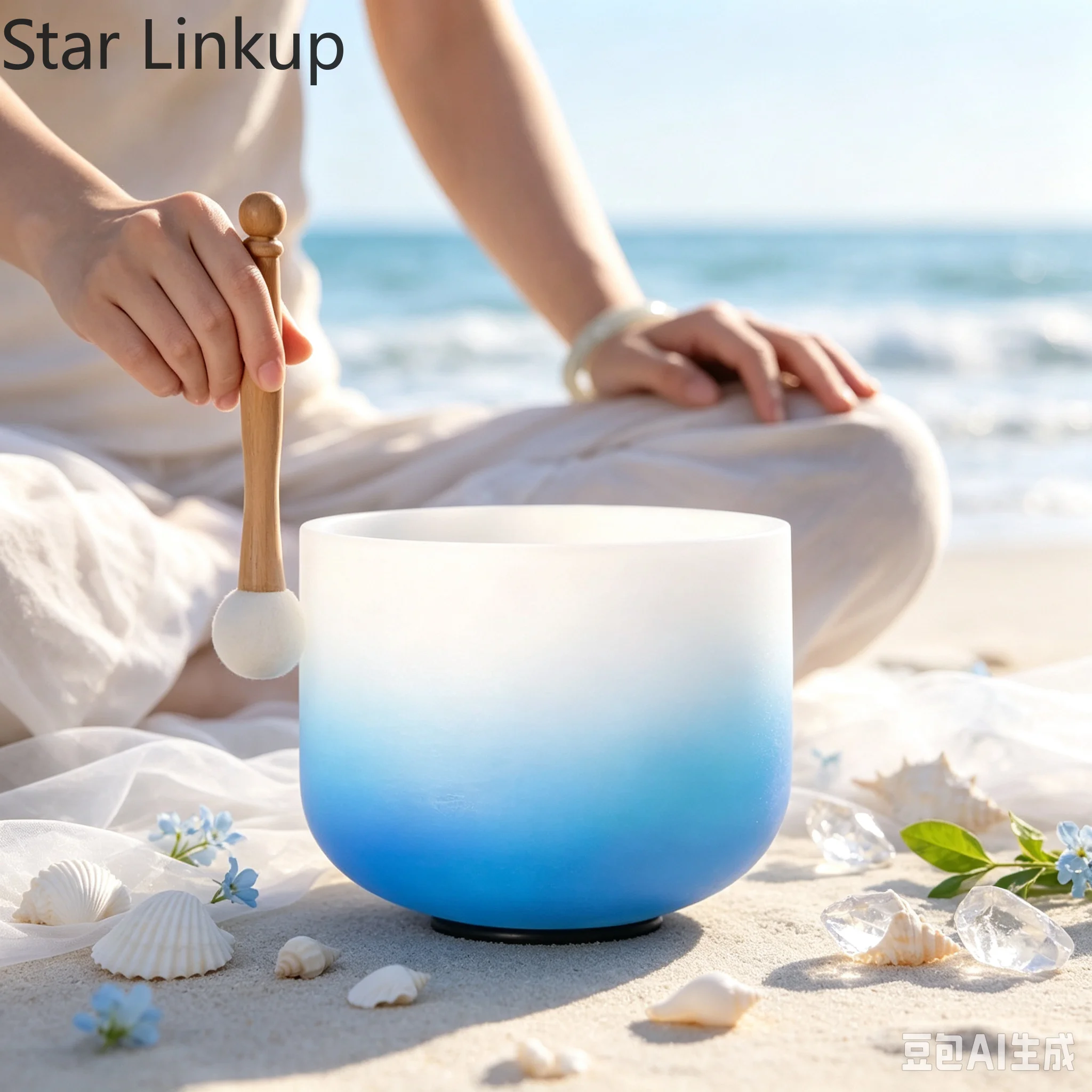 Star Linkup 8 Inch High Vibration Quartz Crystal Singing Bowl, Creates Warm Resonance for Mindfulness Practice & Physical and Mental Relaxation, Balances Body Energy During Meditation