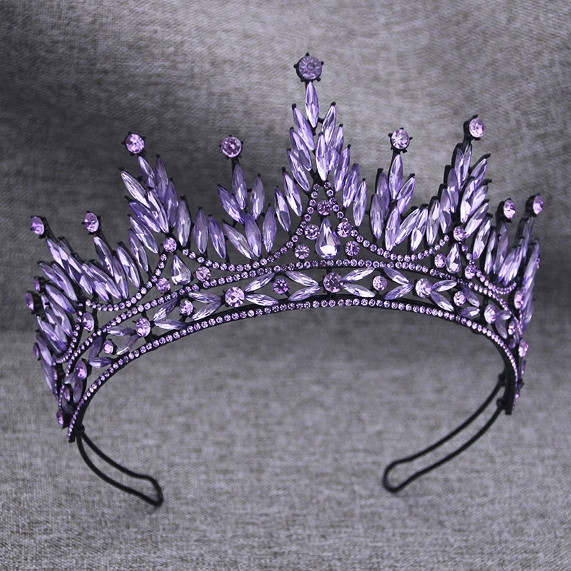 

Baroque Purple Wedding Crown Royal Queen Bridal Tiaras Princess Crown Bride Hair Jewelry Wedding Dress Head Accessories