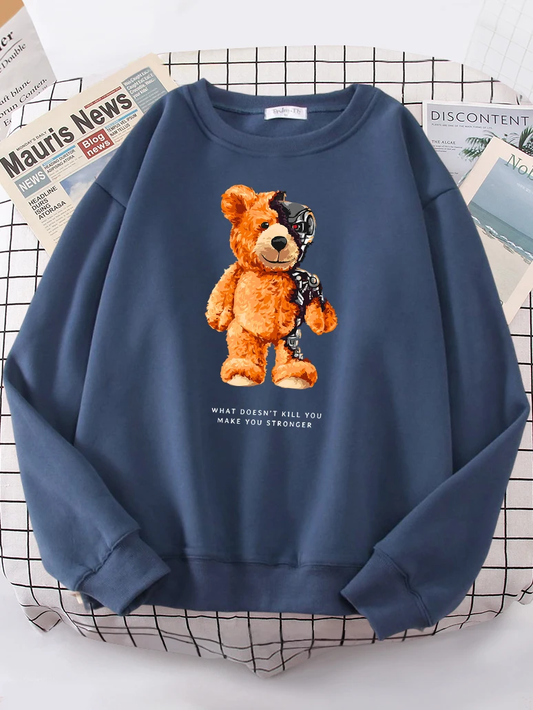 Teddy Bear Show You What I Am Really Look Like Hoodie Female Hipster Oversize Hoody Casual Sweatshirt Streetwear Soft Pullovers