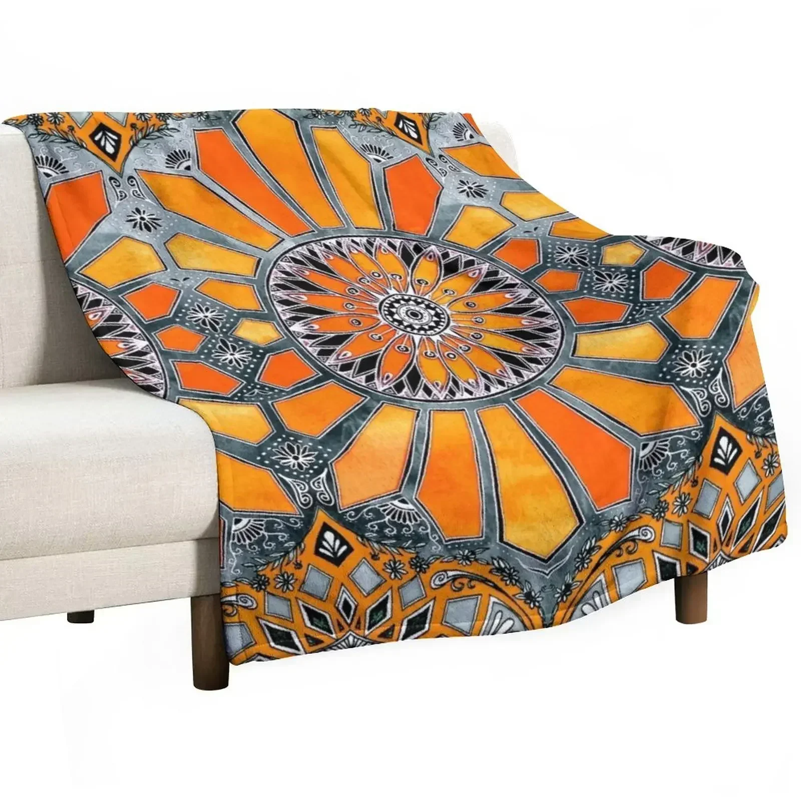 

Celebrating the 70's - tangerine orange watercolor on grey Throw Blanket Thin warm winter Giant Sofa Hair Blankets