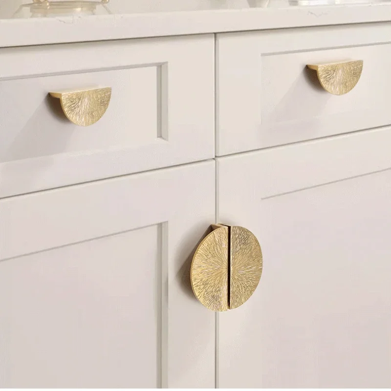 Brass Round Semicircular Cabinet Door Knob Handle Desk Drawer Pulls Modern Knobs Furniture Hardware Kitchen Accessories