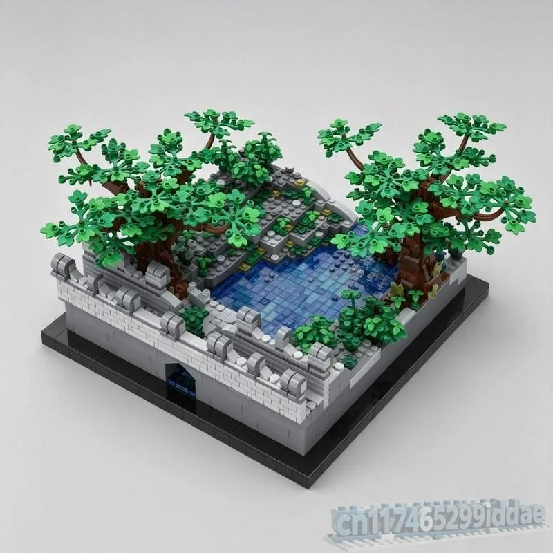 1688PCS Barrel Chase Scene Forest Diorama MOC Model Custom Puzzle Fantasy Adventure DIY Creative Assembly Building Blocks Gift
