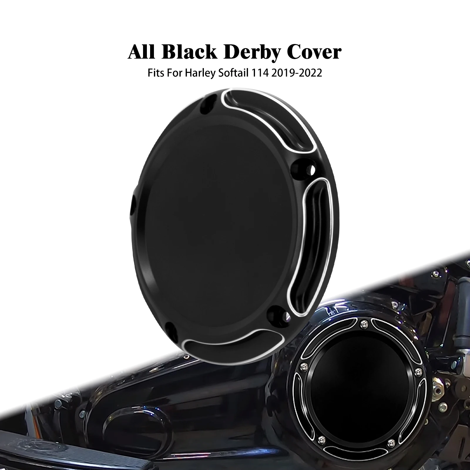 Motorcycle Black Derby Cover 5 Holes Clutch Engine Cover For Harley Softail 114 FXLRS FLHCS FXBBS Breakout Fat Bob FLFBS 2019-Up