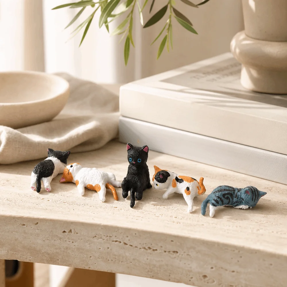 4/5pcs Cat Cute Kitten Decoration Small Figurine Funny Style Cat Ornament Mini Landscape Cat Edge Decoration Desk Shelf