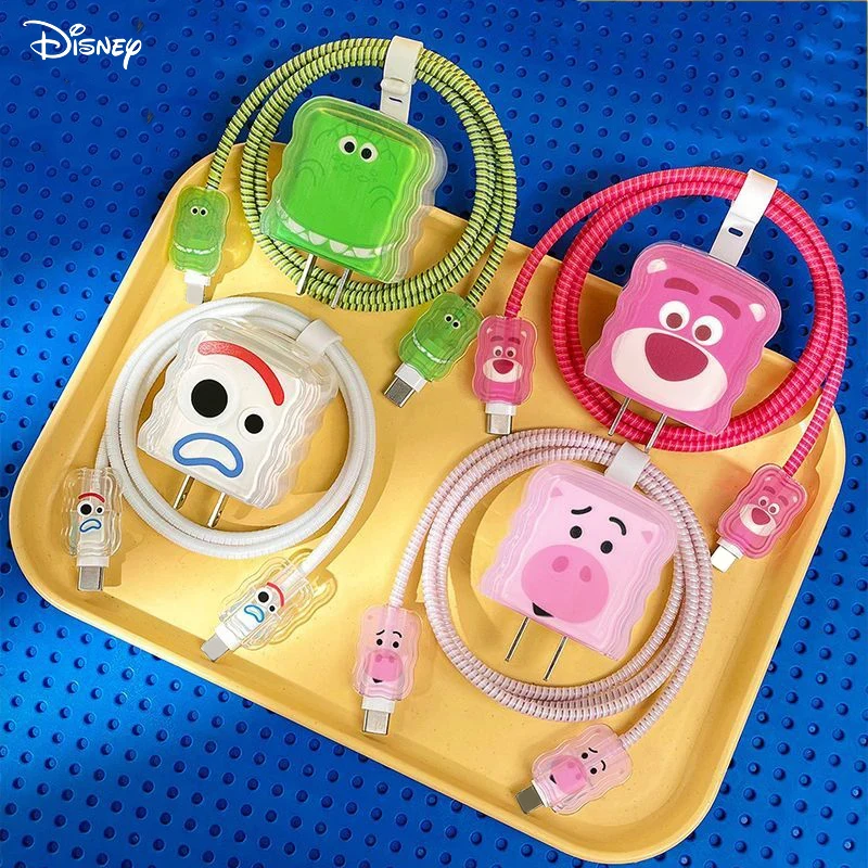 Disney Toy Story Lotso Forky Charger Data Cable Line Protective Cover for IPhone 14 13 12 pro 18/20W USB-C Cartoon Winding Rope