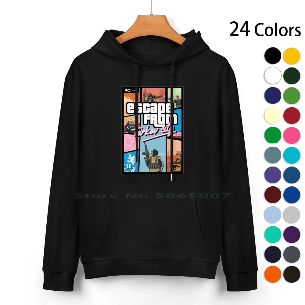 Escape From Tarkov-Vice City Style Pure Cotton Hoodie Sweater 24 Colors Maska 1sch Altyn Escape From Tarkov Killa Russia Akm Ak