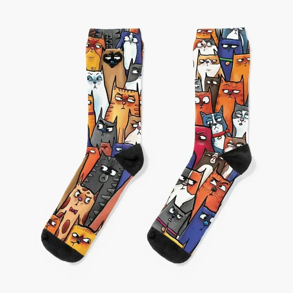 

Suspicious Kitties Socks christmass gift compression luxury short Socks Female Men's Soccer tennis Children's Woman Socks Men's
